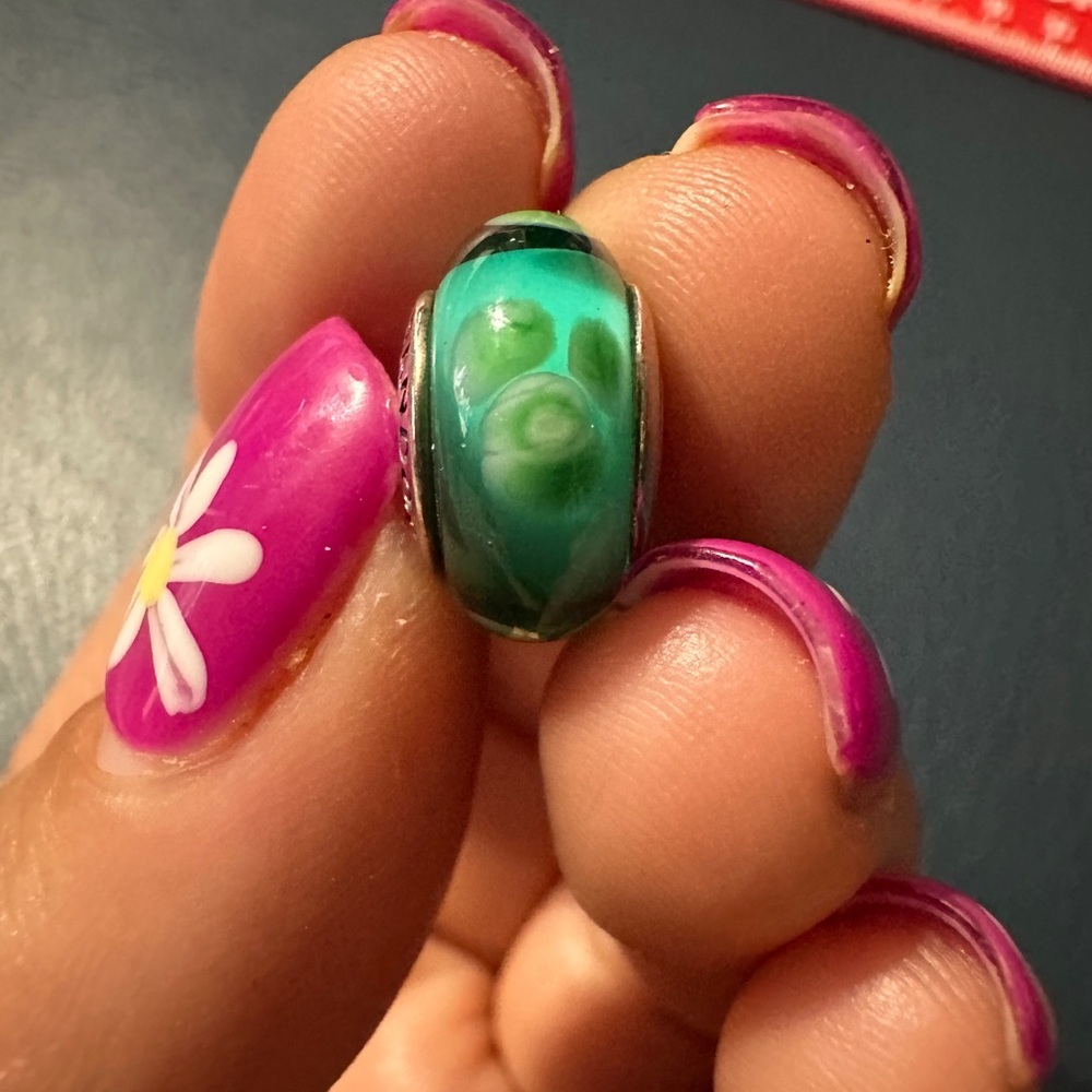 Pandora green murano glass charm